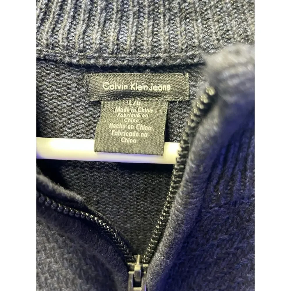 Calvin Klein quarter-zip sweater Navy Blue Size L